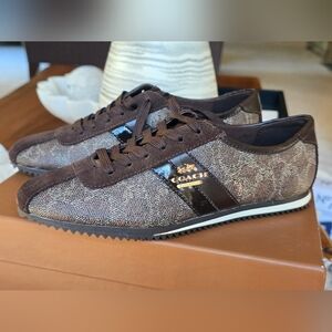 Coach Brown and Black Patterned Sneakers New Size 6